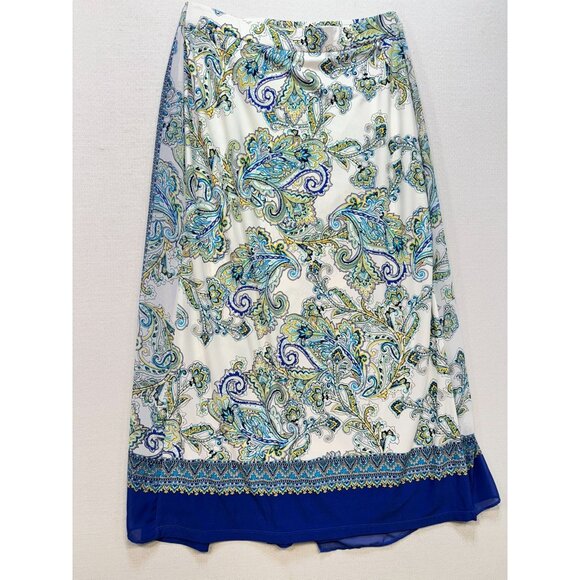 Susan Graver Womens Maxi Wrap Skirt Size S  Blue Paisley Boho Overlay Chiffon - Picture 14 of 16